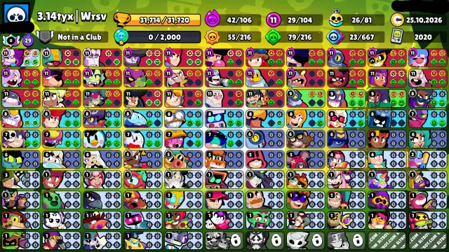 🏆31000🏆🔥DOUBLE MASTER IN RANKED🔥⚔️29x11 POWER⚔️🎁SANTAMIKE🎁🌊PIRATE GAVS🌊🎃WITCH SHELLY🎃, 31714 trophies, 104 brawlers, 19 primes