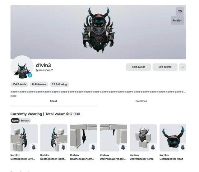 🔥Korblox Deathspeaker🔥🎒 Inventory price: 30842 (268) | Voice chat No | Big Sad Eyes, Sale, Voice chat: No