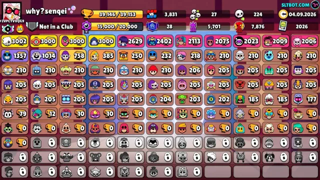 🏆39,146⭐️4 (3 PRIME)🍒78/106🏹19 11 POWER🫧Legendary League 3☄️4 BP+🌤️TOP ACCOUNT🍭21 BUFFY🎨RELINK🕸️, 39146 trophies, 78 brawlers, 28 primes