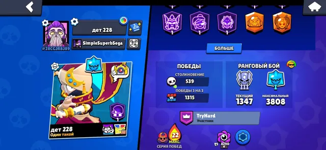 All legendaries, 18242 trophies, 84 brawlers, 8 primes
