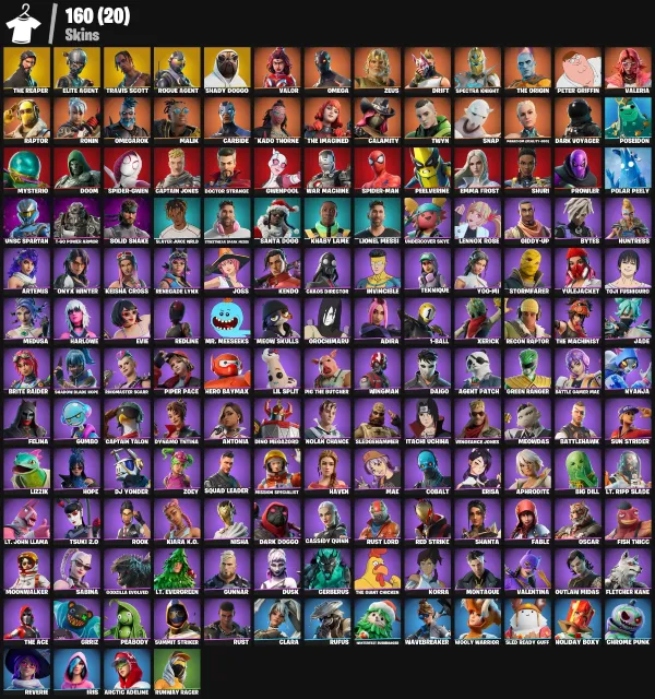 160 Skins 🔥The Reaper 🔥 Elite Agent 🔥 Travis Scott 🔥 Rogue Agent 🔥 500 VB, Sale, skins 160