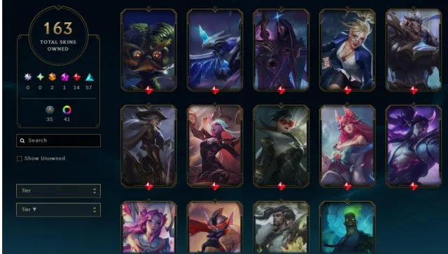 lvl 497 screen shot of the skins on the page (Personal account), Sale, level 497, skins 163, Silver