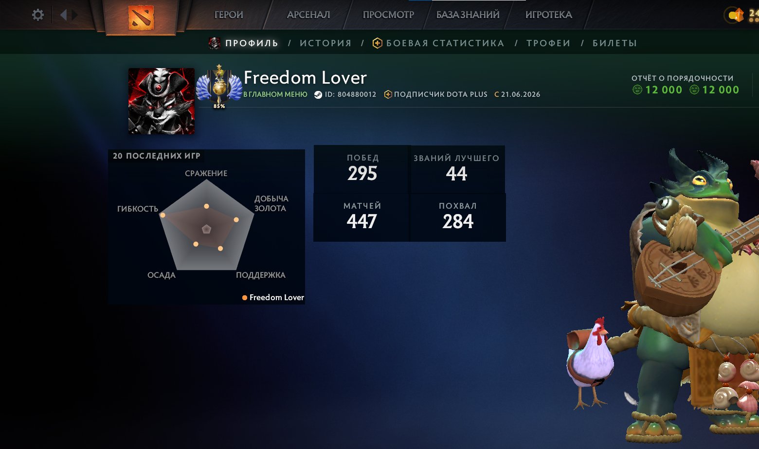 Divive account, 12k decency. Mainpool, without donates., Sale, 4791 MMR, 12000 Behavior score, 12000 вежливости, 447 games, 457 hours