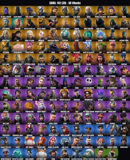 [PC/PSN/XBOX] 142 skins 🔥C1 OG PURPLE SKELETON🔥Black Knight🔥"Tesla's Legacy"🔥Sale, skins 142