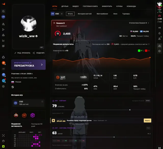 🔴2485 ELO🔴FACEIT 10 LVL💙VERIFICATION PASSED💙🔥FOR MAIN🔥4,820F POINTS 716 MATCHES💙RELINK💙, Sale, Inventory empty, No PRIME, FACEIT, 2465 ELO, Registered: Yes
