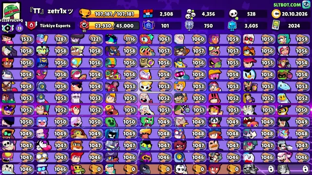 🏆107K🏆⭐️101PRIMES🟡46K Coins🟡💎311 Crystals💎✨26K BLINGS, 107 trophies, 106 brawlers, 101 primes