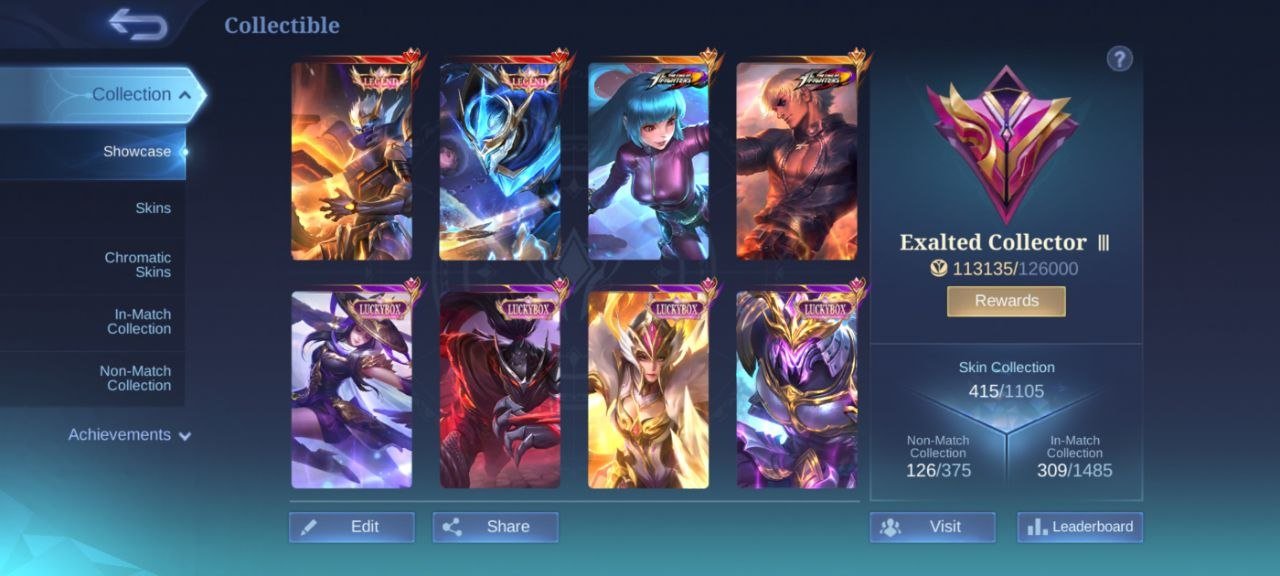 legend Granger⇨Gusion➤KOF Gusion⇨Aurora➤LUCKY Haya⇨saber⇨Johnson⇨Freya⇨kaja➤EPIC Recall➤MC 176 Draw, Sale, Rank: Mythical Immortal, Level: 139, Winrate: 56%, Heroes: 132, Skins: 415