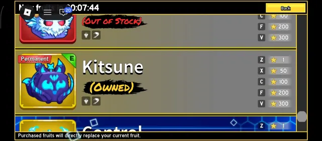 ▒▓███▓⬛total:36934⬛BLOX FRUITS perm KITSUNE, Sale, Voice chat: No