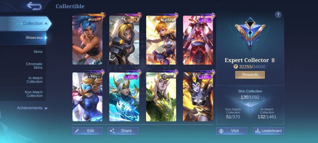 78⭐ Karina collector Natalia➤EPIC Lunox💥Epic carmila💥Epic Grock⇨Epic YSS⇨Epic Freya➤emblem max, Sale, Rank: Mythic, Level: 63, Winrate: 50%, Heroes: 113, Skins: 135
