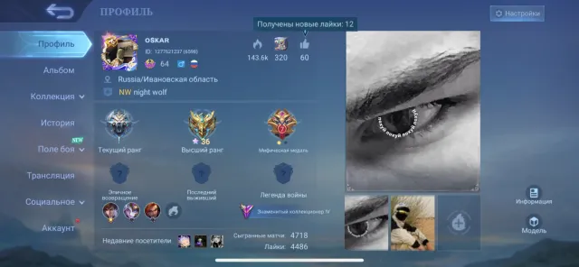 Much more skins, due to unloaded resources I can't say the exact number, Sale, Rank: Unranked, Level: 64, Win rate: 90%, Heroes: 112, Skins: 130