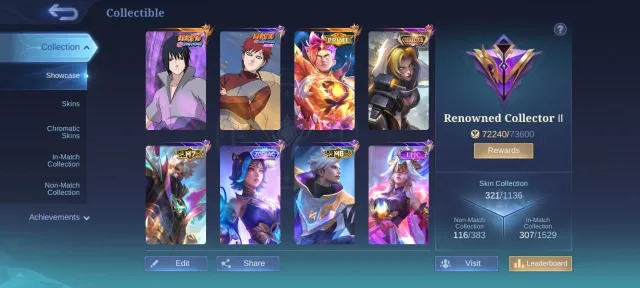 Naruto sasuke💥gara vale💥Prime Claude💥Natalia💥Deluxe 42💥epic bane pharsa💥Hero emblem max💥MC 122, Продажа, Ранг: Мифический, Уровень: 89, Процент побед: 50%, Герои: 133, Облики: 321