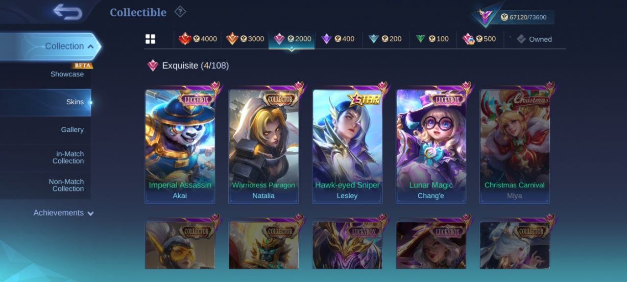 🔥Allstar moskov Prime bertix LUCKYBOX Akai Change Star Lesley deluxe 36 zodiac irthil EPIC Recall🔥, Sale, Rank: Mythic, Level: 68, Winrate: 50%, Heroes: 108, Skins: 251