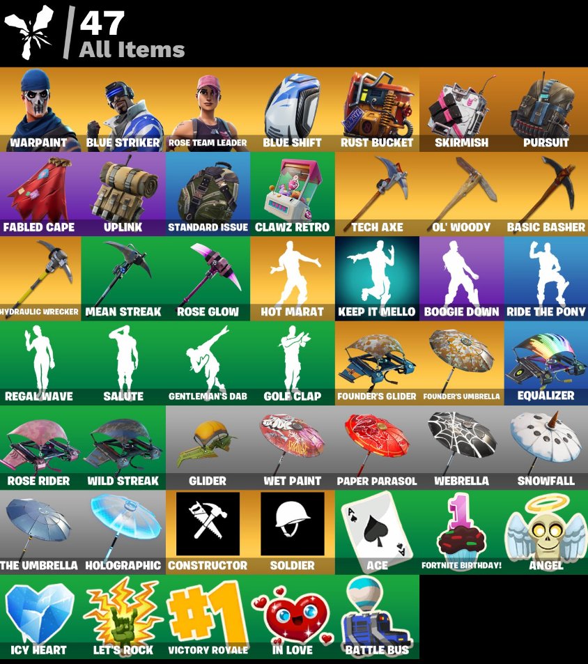 ✔️✨Deluxe OG STW, Rose Team Leader, Warpaint, Blue Striker, Founder's Umbrella&Glider | Warranty✔️, Sale, skins 3