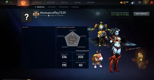 ☁️ 3676 MMR ARKANA SUR ZEUS 200 MATCHS 11784 POLITESSE CONFIANCE 43% , Vente, 3676 MMR, 11784 politesse, 11784 courtoisie, 200 matchs, 327 heures