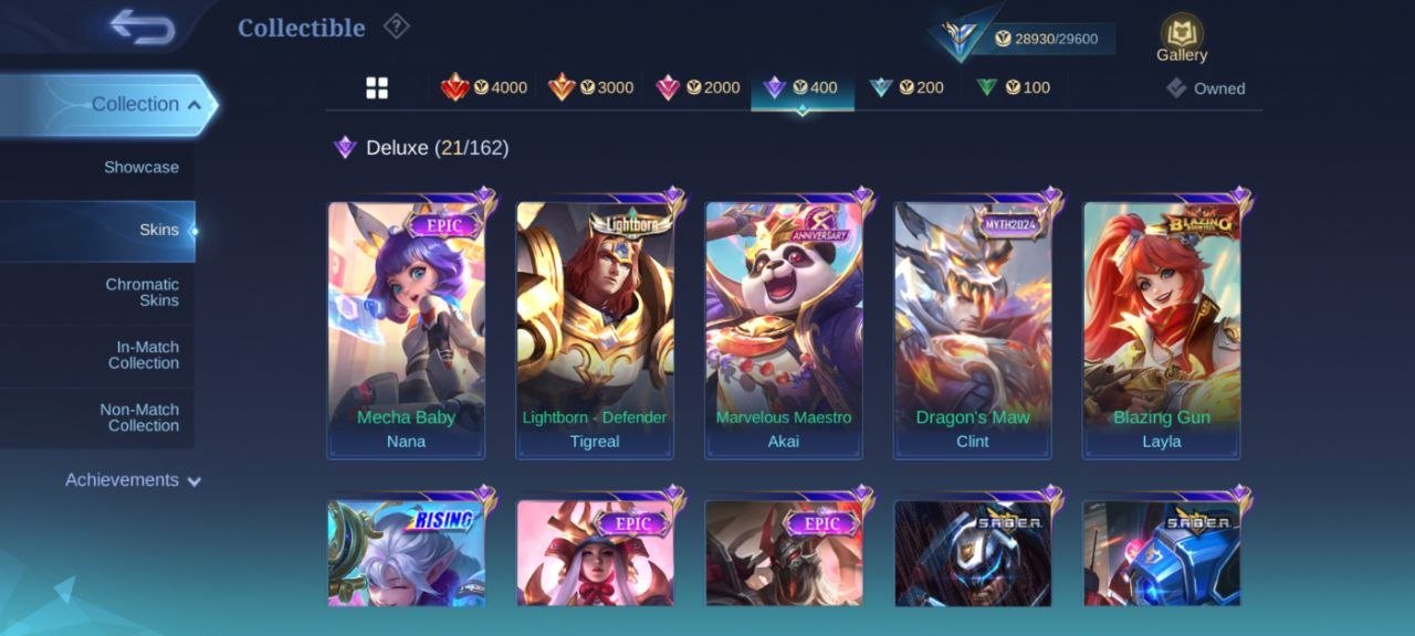 52⭐Gaara Vale💥EPIC Nana⚡Moskov⚡irthil⚡Freya⚡Carmila⚡venom Harley💥emblem Max, Sale, Rank: Mythic, Level: 59, Winrate: 59%, Heroes: 104, Skins: 160
