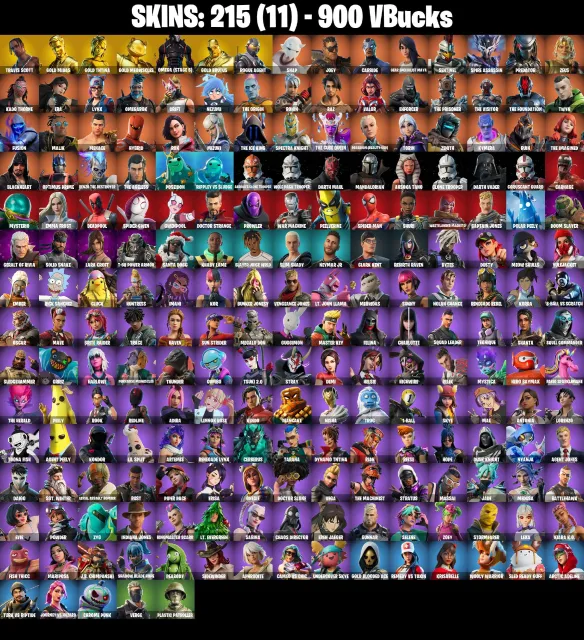 [PC/PSN/XBOX]❤️215 skins❤️Travis Scott❤️Gold Midas❤️Gold TNTina❤️900 VB❤️, Sale, skins 215