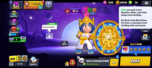 🏆58.5K+ CUPS🏆 💎230+ SKINS💎 💜32.5K+ SKINS💜 🖤 OLD BRAWL PASS SKINS,TOON SPIKE🖤, 58568 кубков, 104 бравлеров, 21 праймов