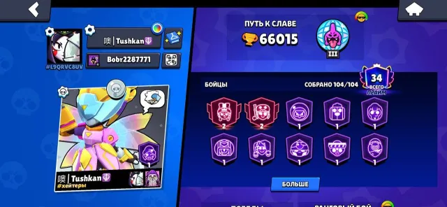 🤍An Account for the Strongest🤍 50% SUMMER DISCOUNTS💐🌼65,000 TROPHIES💘, trophies 66000, brawlers 105, primes 34