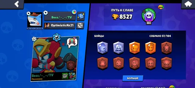 BS Account / Almost Beginner, trophies 8527, brawlers 57