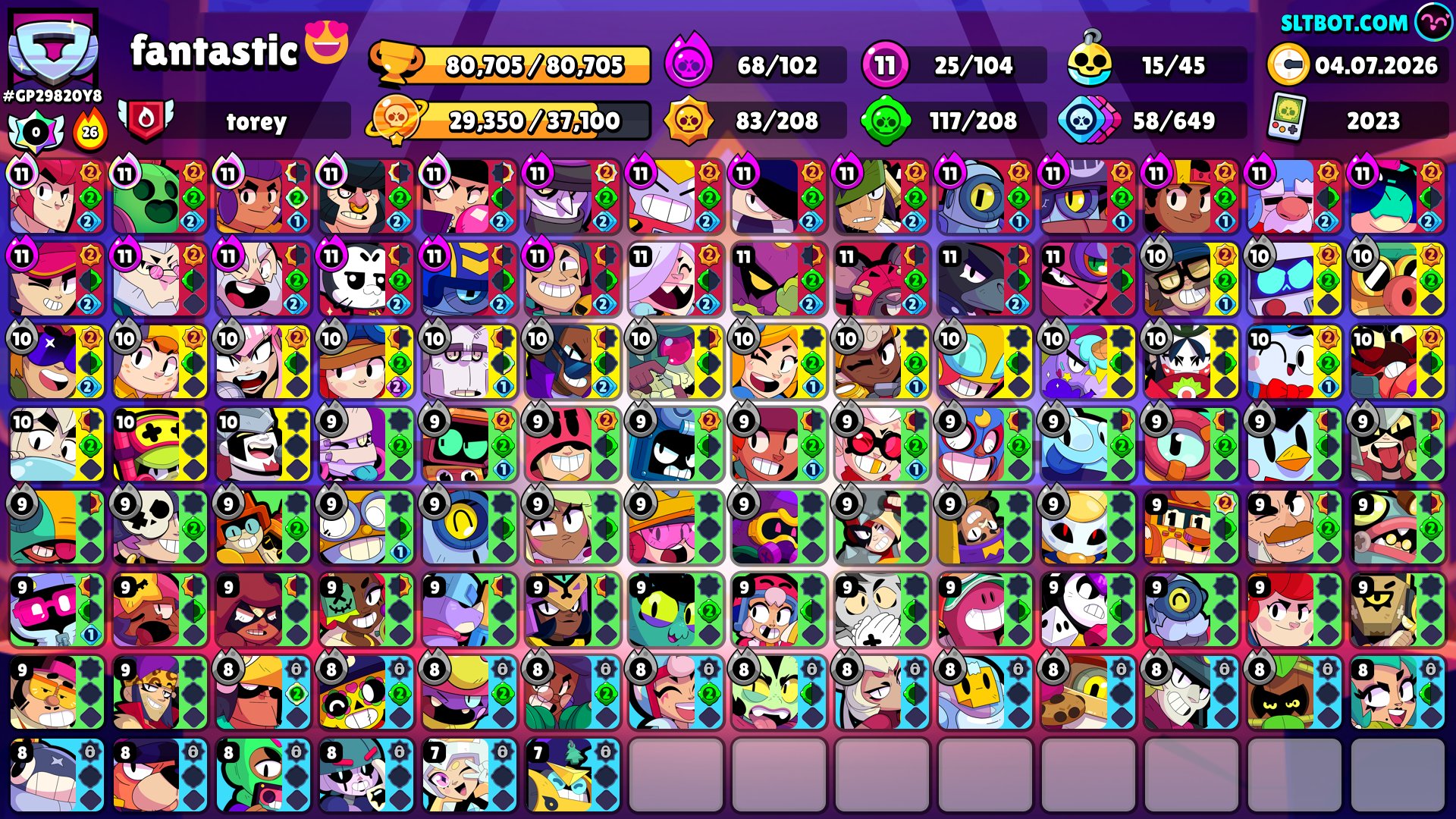 | 80+k+ TROPHIES | 103/103 BRAWLERS | 49 PRIMES | PERSONAL ACCOUNT 🔥, trophies 80700, brawlers 103, primes 51