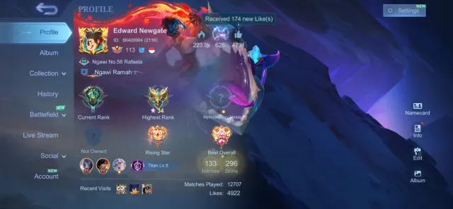SAFE & CHEAP | EPIC RECALL SEA ANVIL,KARINA KOF AND HAVE 28 EPIC SKINS, Продажа, Ранг: Эпик, Уровень: 143, Процент побед: 49%, Герои: 133, Облики: 296