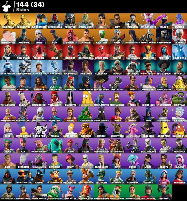 👕 144 skins 🎮 2713 Level 💰 100 V-bucks 💰 Renegade Raider | Aerial Assault Trooper | Gold Midas |, Sale, skins 144