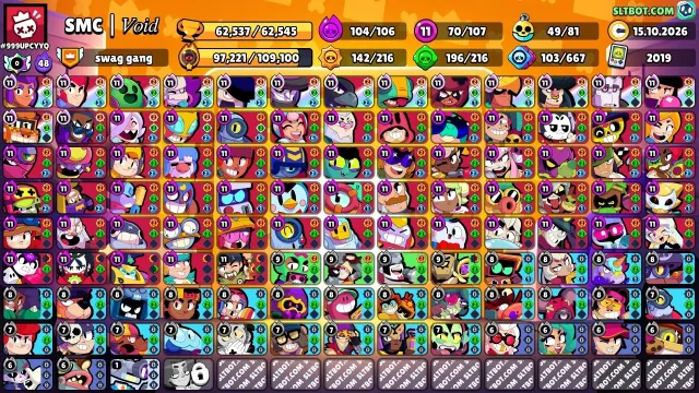 🌙🟣🌙 Brawl Stars • The coolest account • Maximum upgrade • Meteorite glory • Master 🌙🟣🌙, 62537 trophies, 107 brawlers, 30 primes