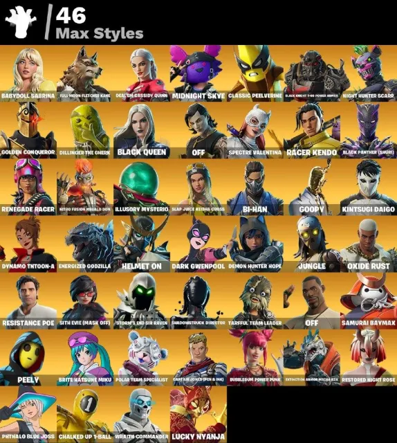 🌸 86 skins 🌸 Renegade Raider 🌸 Apprentice Evie 🌸 Wookiee Team Leader 🌸 Emperor Palpatine 🌸 Captai, Sale, skins 86