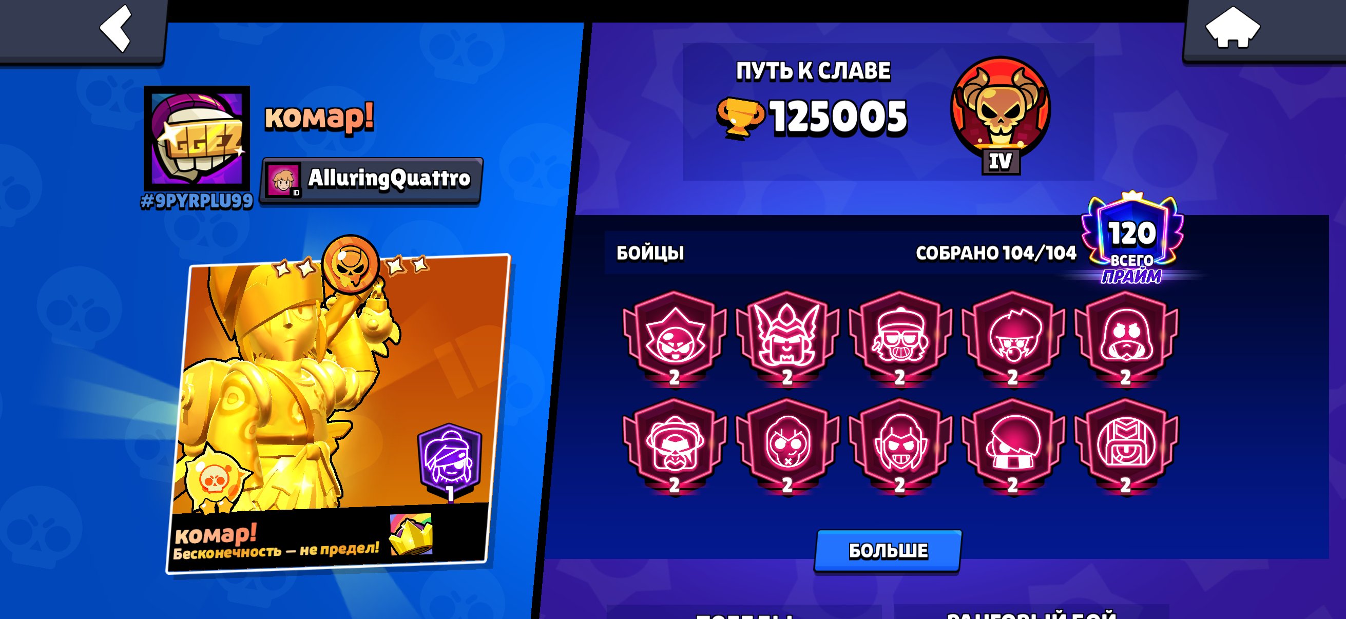 Best acc description on dm pls 255 gems, trophies 125000, brawlers 104, primes 120