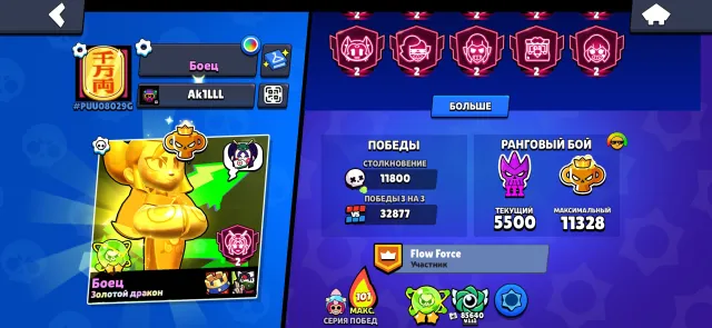🍃pro rank, good brawl account, trophies 134267, brawlers 105, primes 120