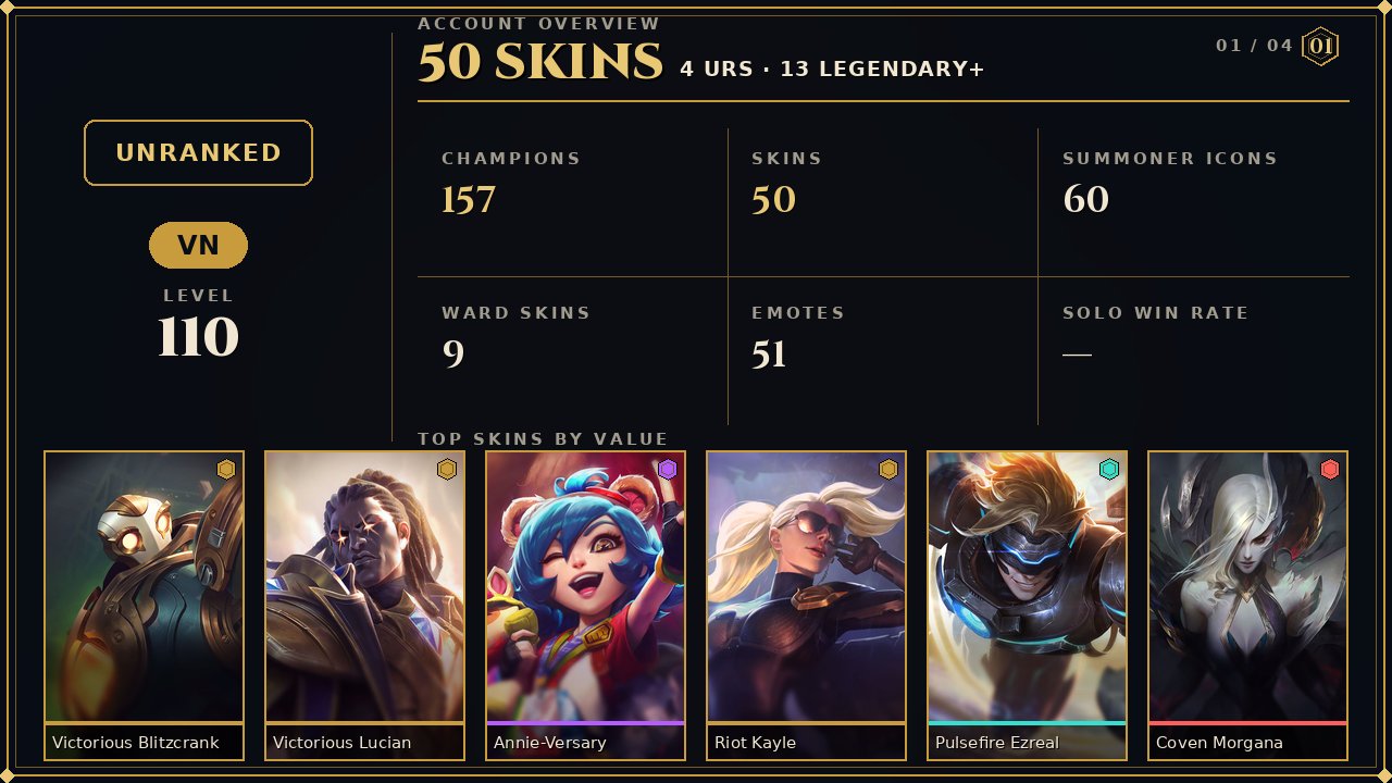 🌸50 skins + 157 champions🎀11134 BE🎀Victorious Blitzcrank🎀Victorious Lucian🎀Annie-Versary🎀Riot Kayle, Sale, champions 157, skins 50, Unranked