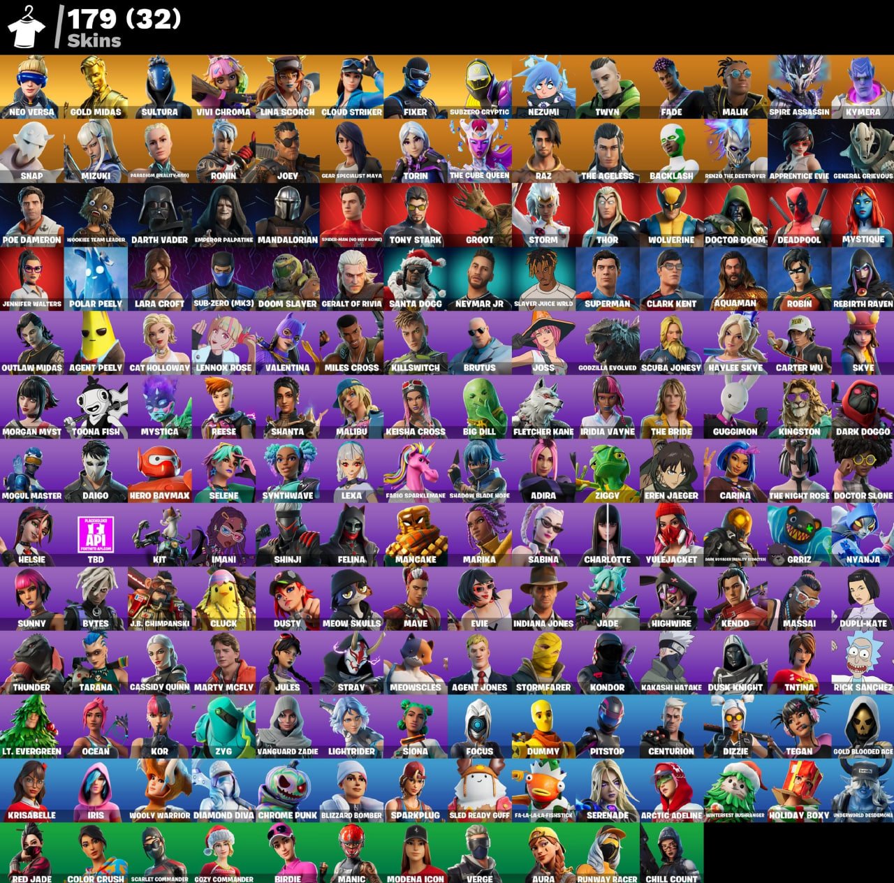🎮 Level 4062 💰 600 V-bucks 👕 179 skins Neo Versa | Gold Midas | Sultura | Vivi Chroma | Lina Scorch, Sale, skins 179