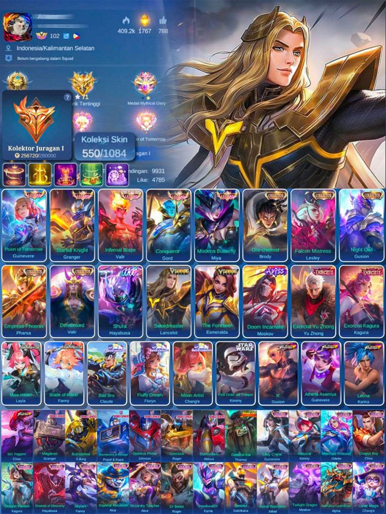 🔥LEG GRANGER + 4 🔥💎HIRO LANCE/ESMA💎🔴STAR WARS KIMMY🔴⭐️CALL GOOSE⭐️♦️EX CHONG KAGURA♦️, Sale, Rank: Epic, Level: 84, Winrate: 60%, Heroes: 132, Skins: 550