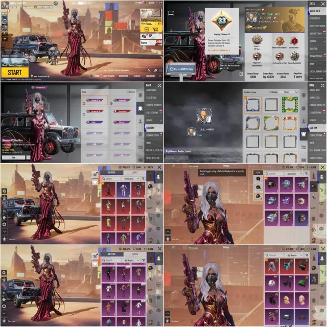 Metro Royal Open"Uzi Inferno Lvl 3"Scral Lvl 3"2 Uza"Dime Daica"Duck Buggy"Rename Card, Продажа, 57 уровень, Ранг: Алмаз, 1-9 мифик скинов, 1-9 прокачиваемых оружий, 1-4 килл чатов, Нет спорт каров