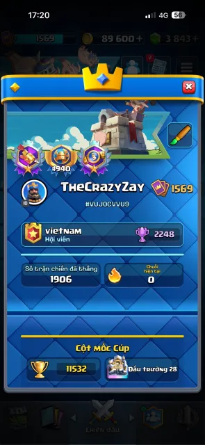 #CR618 ❤️LV1569 WITH 5 HERO, 10 EVO| ROYALEHOG DECK| 3K8 GEM❤️, 28 арена, 1569 уровень, 11500 кубков, 121 карт, 24 лег, Есть