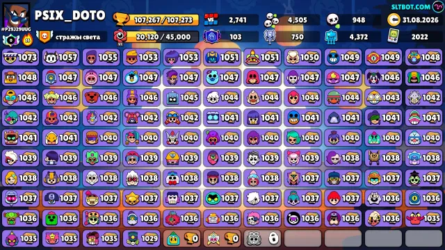 🏆107𝐊🏆⭐️103ПРАЙМОВ🟡54К Монет🟡💎487 Кристалла💎✨46К БЛИНГОВ, 107267 кубков, 105 бравлеров, 103 праймов