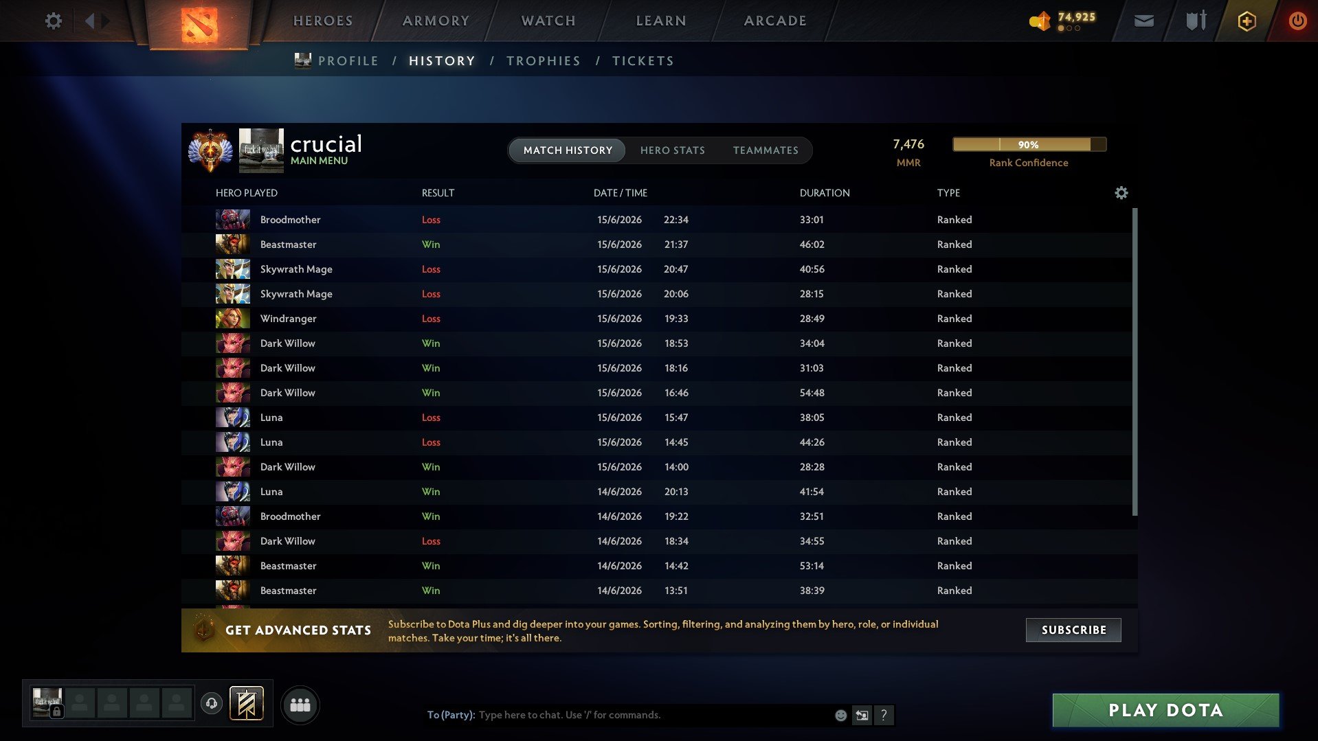 ✨⭐️🍀Perfect 7500 mmr account for your new main ✨⭐️🍀, Sale, 7476 MMR, 9166 Behavior score, 6009 вежливости, 1300 games, 1283 hours