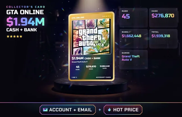 🏎️ ✧ $1.94M ВСЕГО • РАНГ 45 • GRAND THEFT AUTO V • ПОЛНЫЙ ДОСТУП + ПОЧТА, Продажа