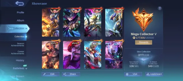 Best account 377 Skin, Продажа, Ранг: Эпик, Уровень: 100, Процент побед: 50%, Герои: 131, Облики: 377