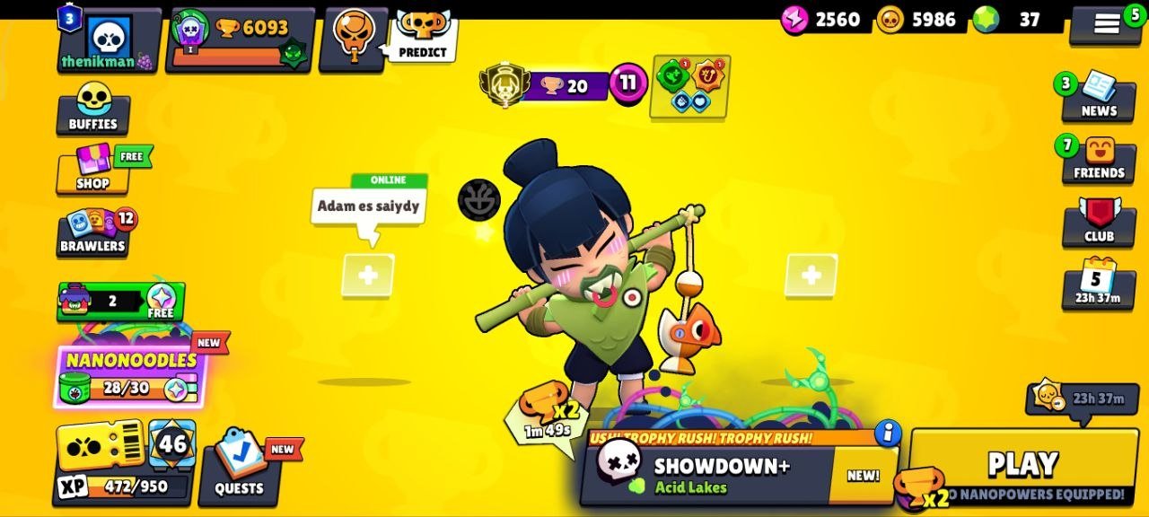 🍣🍙 ACCOUNT WITH 3 PRIME ON NORI🍣🍙FAT ACCOUNT SEE DESCRIPTION🍣🍙, trophies 6093, brawlers 35, primes 3