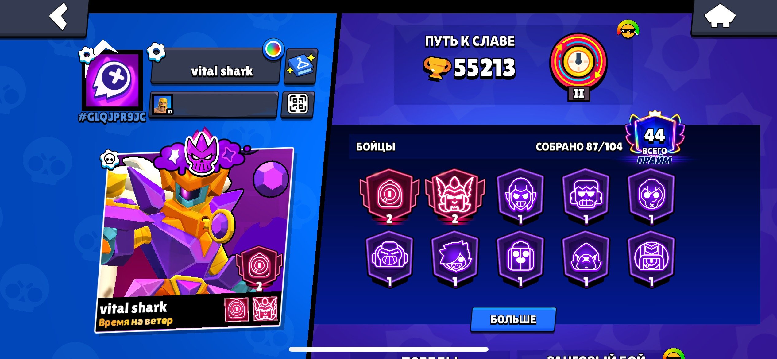 SELL ACCOUNT 55k+, trophies 55213, brawlers 87, primes 44