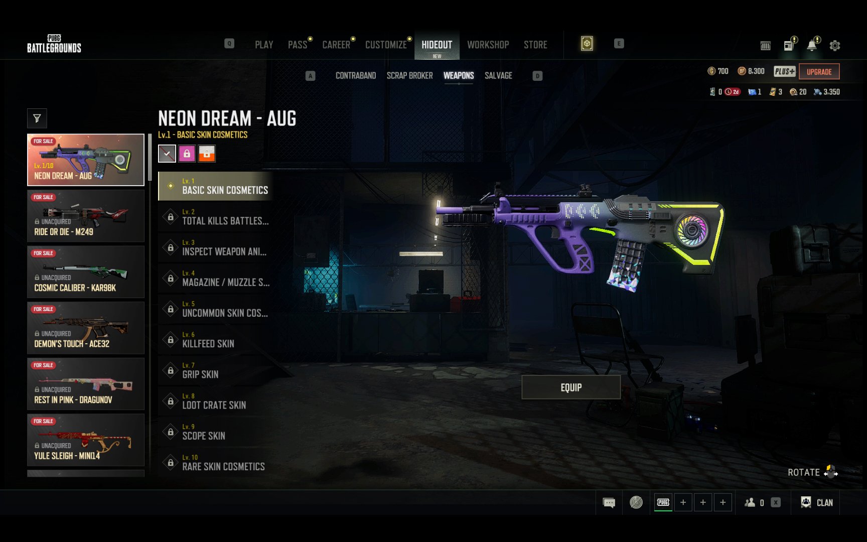 🔫 AUG NEON DREAM | DUCAN/PGC/PCS/PNC/WORK/XINGHUN SET + AIXLEFT GLOVES, No BATTLEGROUNDS Plus
