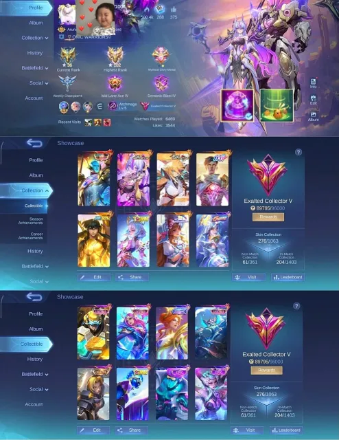🔮 Gord Legend 🌸 Vexana Aspirants 🎀 Lesley Aspirants 🔥 Gusion 11.11 ♎ Chou Golden Libra, Продажа, Ранг: Мифический Бессмертный, Уровень: 69, Процент побед: 55%, Герои: 120, Облики: 276