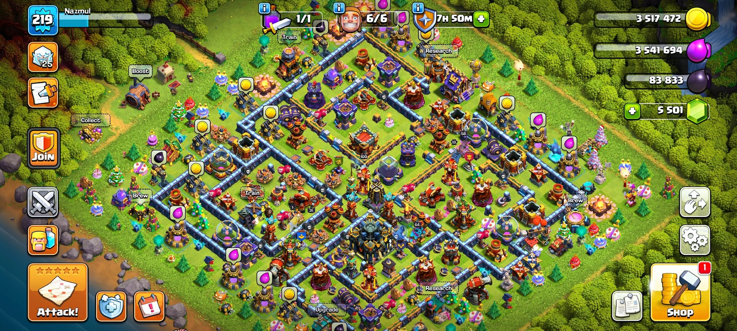 TH 17 MAX✅5,500+ Gems💎QUEEN MAX🌟100% Max Builder Hall 10✅Heros: 54/100/64/44/31🔥Change Name Free🔥, 17 TH