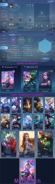 █▓▒░ 🔮【ЛУЧШИЙ ТВИН ДЛЯ МАГА. 100%WR, 90%MVP, EPIC + 𝐄𝐋𝐈𝐓𝐄 ФАША, Zone ID 6618】🔮, Продажа, Ранг: Воин, Уровень: 13, Процент перемог: 100%, Герої: 14, Облики: 3