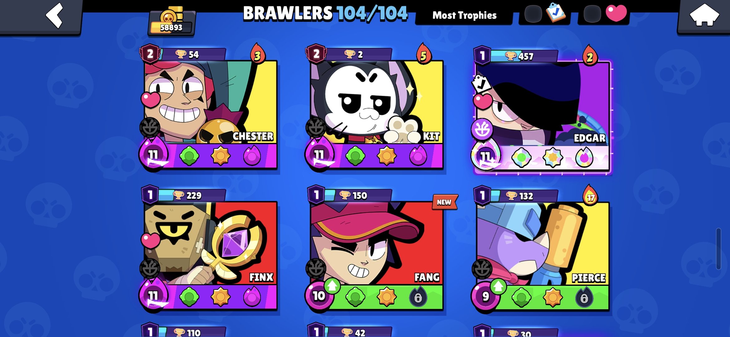 A great 2018 account to start with, including Sunny Glory 2 and more., trophies 58893, brawlers 104