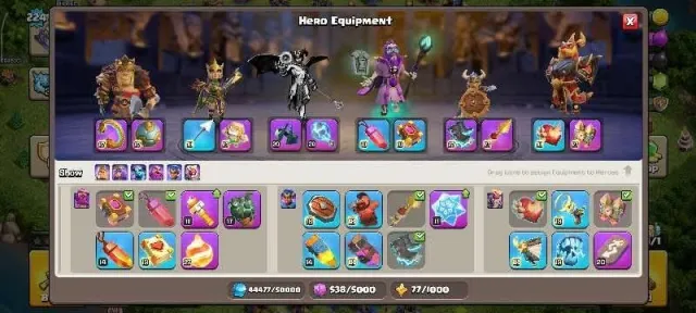 Th18➤70% off shop➤almost max village➤Nc available➤All hero max➤Warstar 2123➤Local Indonesia, 18 TH Родной Деревни, 10 TH Строителя