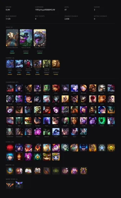 🟣┃HANDLEVELED┃🕗 INSTANT DELIVERY┃🔥 SKINS IN DESCRIPTION┃🤍 FREE NICKNAME CHANGE┃✅ EMAIL, Sale, level 41, champions 57, skins 9, Gold