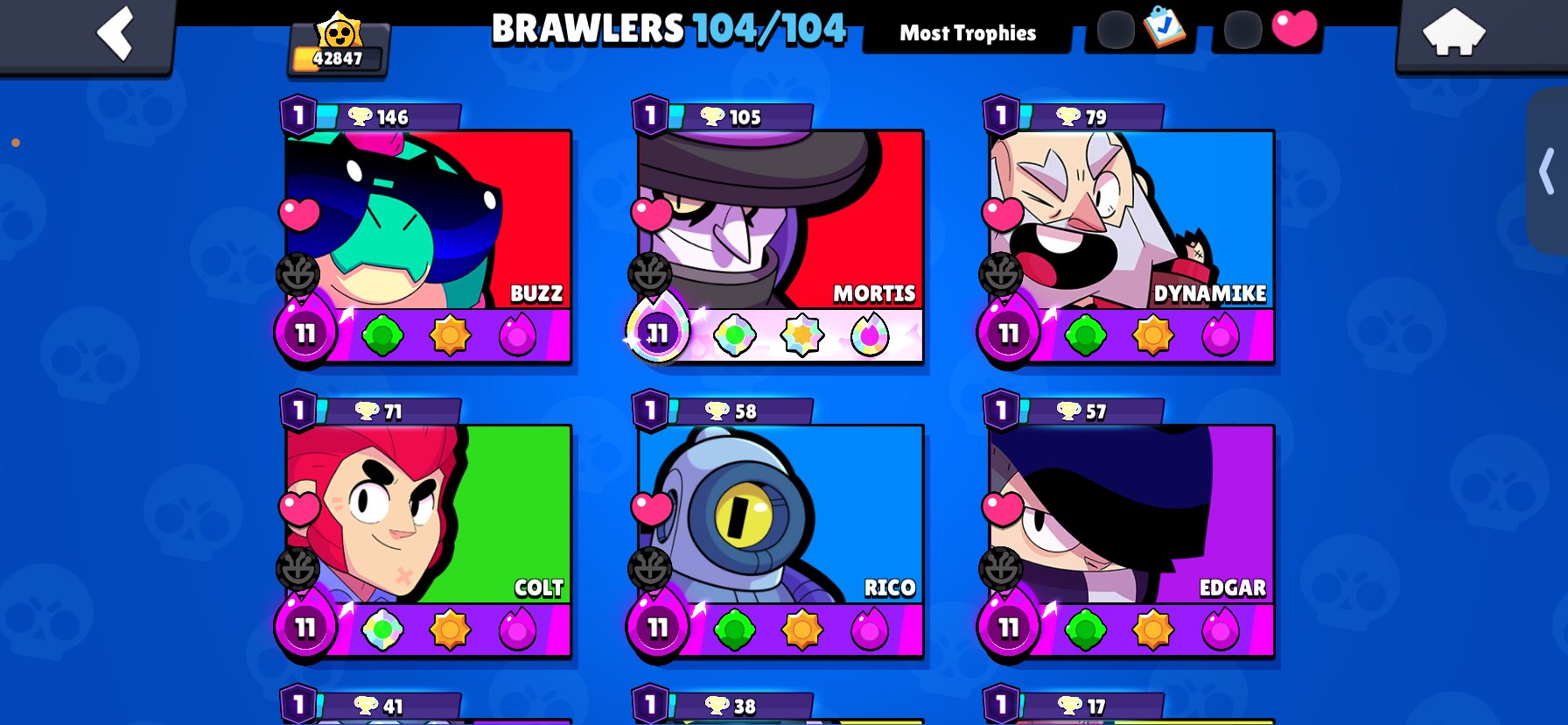 FAT BRAWL STARS ACCOUNT | 42K 🏆 | 👊 104FIGHTERS | 💎 14 PRIME |, trophies 42800, brawlers 104, primes 14