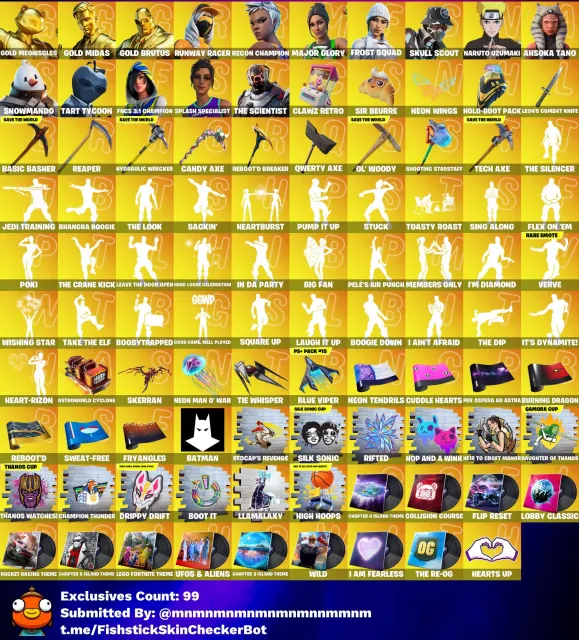 Selling my Fortnite account!, Sale, skins 348
